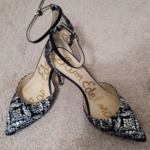 Sam Edelman Harlow Black and Gold Heels